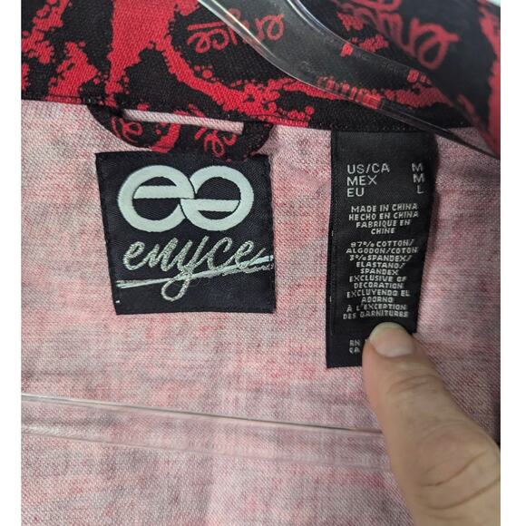 Vintage Y2K Enyce Cropped Jacket Red Black Animal Print Logo Ruched Size M - Picture 4 of 9